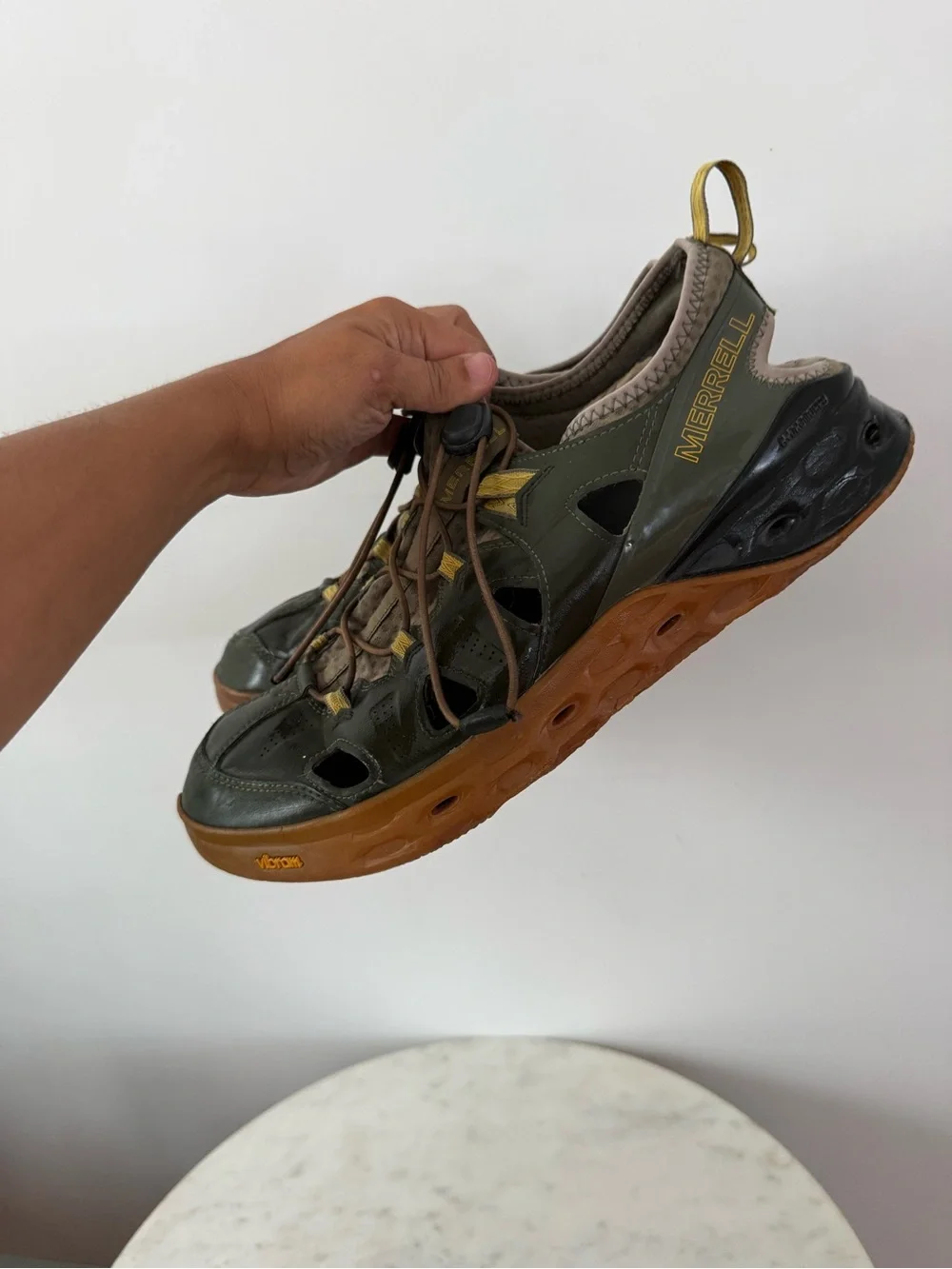 Merrell Men's Tideriser Sieve Boat Shoes Sandals Olive Green J84819 | Size 12